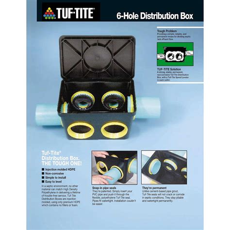 tuf-tite 6 hole drain distribution box with lid and seals|tuf tite distribution box.